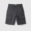 Boys Solid Regular Fit Layered Pocket Cargo Shorts