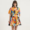 Women Spread Collar Abstract Shirt Dress