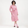 Women Spread Collar Flannel Check Shirt Dress