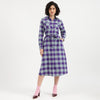 Women Spread Collar Flannel Check Shirt Dress