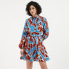 Women Spread Collar Abstract Shirt Dress