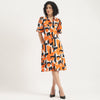 Women Spread Collar Abstract Shirt Dress