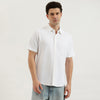 Men Relaxed Fit Spread Collar Solid Waffle Knit Shirt