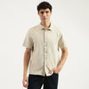 Men Relaxed Fit Spread Collar Floral Patch Work Jacquard Knit Shirt