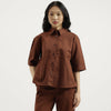Women Spread Collar Solid Shirt