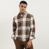 Men Regular Fit Spread Collar Checkered Exploded Flannel Shirt