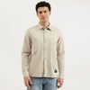 Men Regular Fit Spread Collar Solid Overdyed Carpenter Shirt