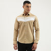 Men Slim Fit Spread Collar Color Block Shirt