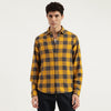 Men Regular Fit Spread Collar Checkered Twill Buffalo Flannel Shirt