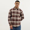 Men Regular Fit Spread Collar Tartan Checks Grindle Twill Check Flannel Shirt