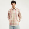 Men Regular Fit Spread Collar Checkered Pastel Oxford Shirt