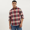 Men Regular Fit Spread Collar Checkered Herringbone Shirt