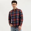 Men Regular Fit Spread Collar Checkered Washed Shirt