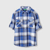 Boys Regular Fit Spread Collar Checkered Waffle Bright Shirt