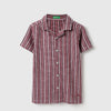 Boys Regular Fit Resort Collar Striped Shirt
