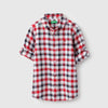 Boys Regular Fit Spread Collar Checkered Bright Cotton Dobby Shirt