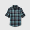 Boys Regular Fit Spread Collar Fake Cord Check Shirt