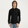 Men Slim Fit Spread Collar Solid Premium Jersey Knit Shirt