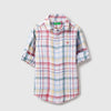 Boys Regular Fit Spread Collar Checkered Shirt