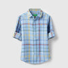 Boys Regular Fit Spread Collar Checkered Shirt