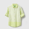 Boys Regular Fit Spread Collar Striped Engineered Shirt