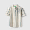 Boys Regular Fit Mandarin Collar Striped Monotone Shirt