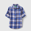 Boys Regular Fit Spread Collar Checkered Twill Shirt