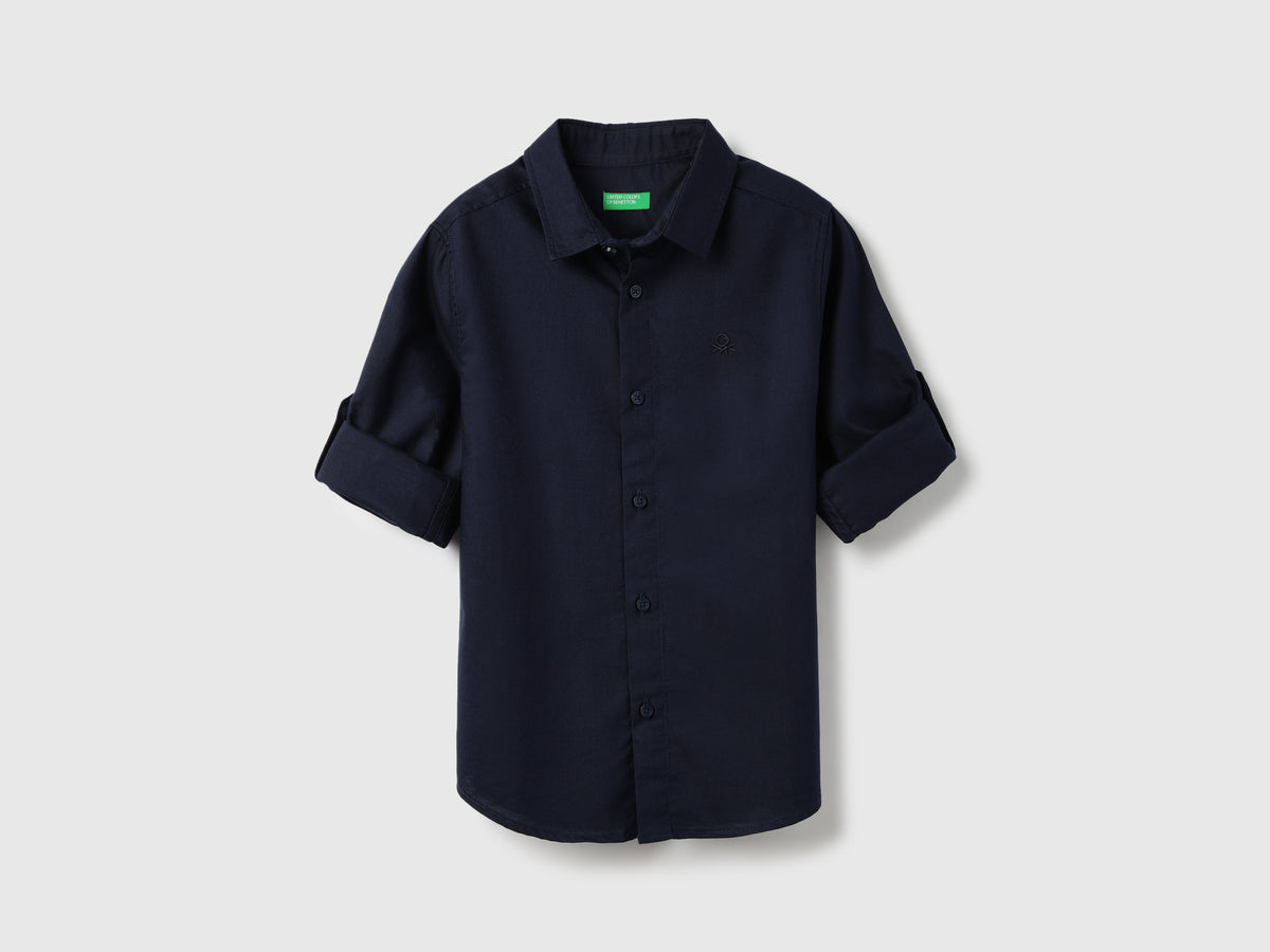 Boys Regular Fit Spread Collar Solid Shirt