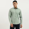 Men Slim Fit Spread Collar Solid Poplin Stretch Shirt