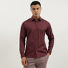 Men Slim Fit Spread Collar Solid Poplin Stretch Shirt