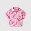 Girls Regular Fit Round Neck Floral Print Seersucker Shirt Style Top