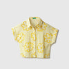 Girls Regular Fit Round Neck Floral Print Seersucker Shirt Style Top