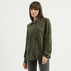 Women Spread Collar Abstarct Dot Printed Basic Shirt