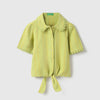 Girls Regular Fit Spread Collar Textured Knotted Shirt