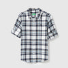 Boys Regular Fit Spread Collar Checkered Loose Weave Shirt