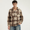 Men Regular Fit Spread Collar Printed Double Pocket Polar Shacket
