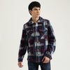 Men Regular Fit Spread Collar Checkered Polar Shacket