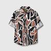 Boys Regular Fit Spread Collar Abstract Cotton Satin Shirt