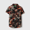Boys Regular Fit Spread Collar Printed Blurred Shirt