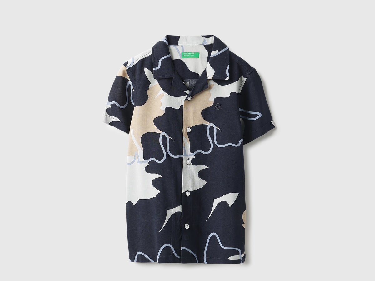Boys Regular Fit Resort Collar Printed Shirt