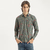 Men Regular Fit Spread Collar Floral Fine Poplin Literature Shirt
