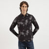 Men Regular Fit Spread Collar Night Flower Shirt