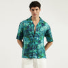 Men Oversized Fit Resort Collar Abstract Floral Shirt