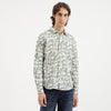 Men Regular Fit Spread Collar Abstract Cotton Slub Shirt