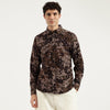 Men Regular Fit Spread Collar Floral Corduroy Shirt
