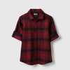 Boys Regular Fit Spread Collar Mono Checks Faux Cord Shirt