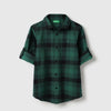 Boys Regular Fit Spread Collar Mono Checks Faux Cord Shirt