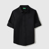 Boys Regular Fit Spread Collar Solid Poplin Stretch Shirt