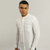 Men Regular Fit Mandarin Collar Solid Shirt