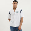 Men Oversized Fit Resort Collar Typography Oversize Varsity Shirt
